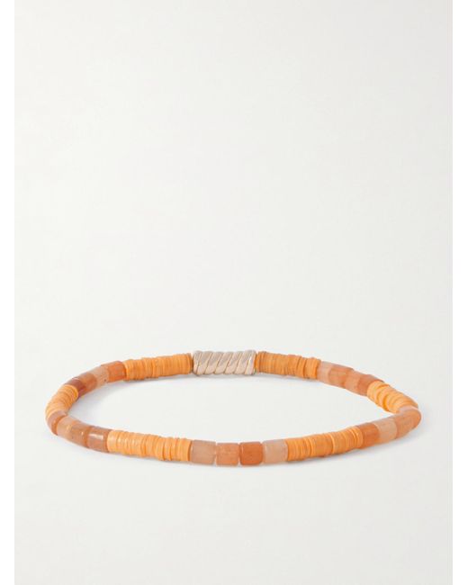 Luis Morais 14-karat Gold Orange Aventurine Beaded Bracelet for men