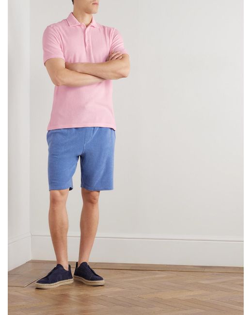 Fedeli Pink Mondial Slim-Fit Cotton-Terry Polo Shirt for men