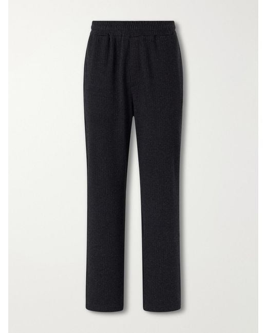 Mr P. Blue Straight-Leg Striped Cotton-Blend Jersey Sweatpants for men