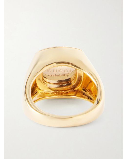 Gucci Metallic Crest- And-Tone Signet Ring for men