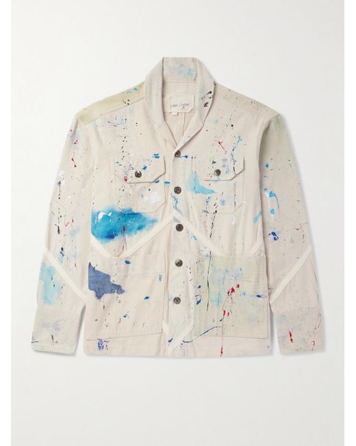 Greg Lauren Hemdjacke aus Baumwoll-Canvas mit Schalkragen und Farbspritzern in White für Herren