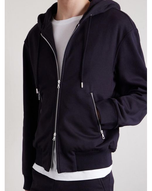 Dries Van Noten Blue Cotton-Jersey Zip-Up Hoodie for men