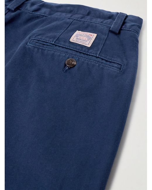 Polo Ralph Lauren Blue Whitman Straight-Leg Pleated Cotton-Twill Trousers for men