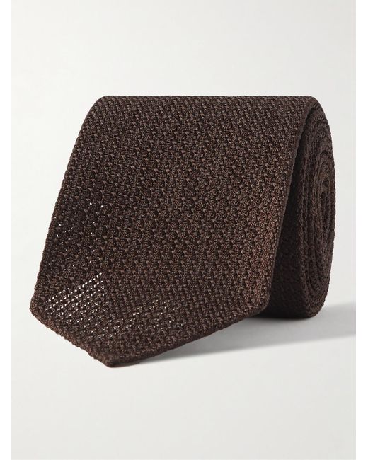 Drake's Brown 8cm Silk-grenadine Tie for men
