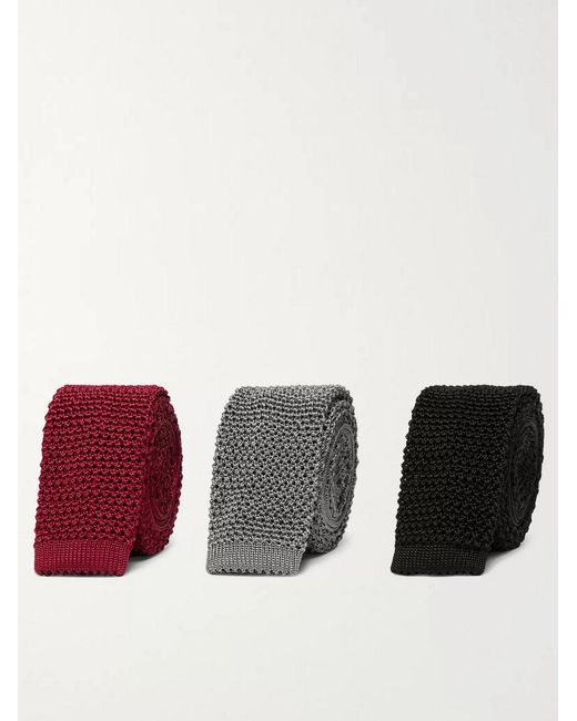 Charvet Multicolor Set Of Three 4.5Cm Knitted Silk Ties for men