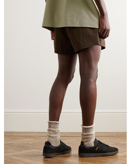 Fear Of God Brown Logo-appliquéd Crinkled-shell Drawstring Shorts for men