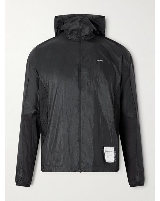 Satisfy Gray Logo-Appliquéd Rippy Ripstop-Panelled Pertex Diamond Fuse Hooded Jacket for men