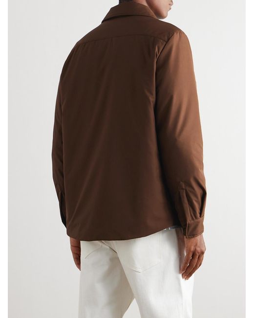 Umit Benan Brown Padded Silk Shirt Jacket for men