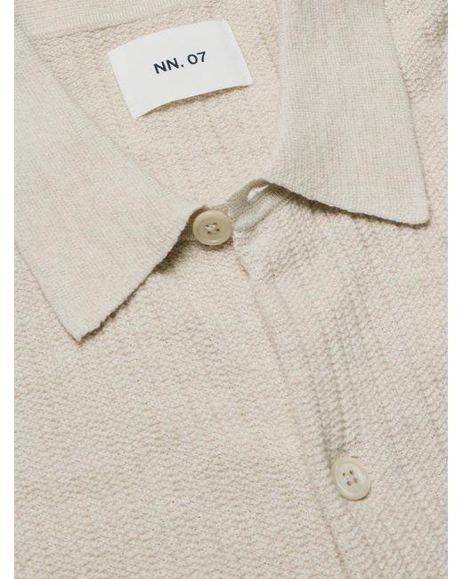 NN07 White Nolan 6695 Textured-Knit Organic Cotton Shirt for men