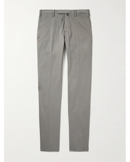 Slowear Gray Incotex Straight-leg Cotton-blend Twill Trousers for men