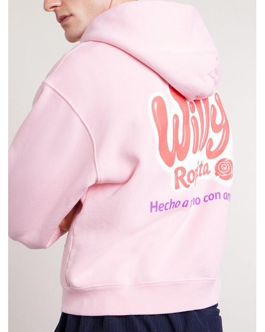 Willy Chavarria Pink Willy Ropita Logo-print Cotton-jersey Zip-up Hoodie for men