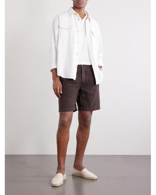 Mr P. Gray Straight-Leg Linen Shorts for men