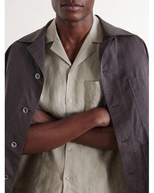 Frescobol Carioca Natural Angelo Camp-collar Linen Shirt for men