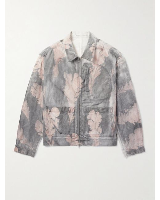 Dries Van Noten Jeansjacke mit Blumenprint in Gray für Herren