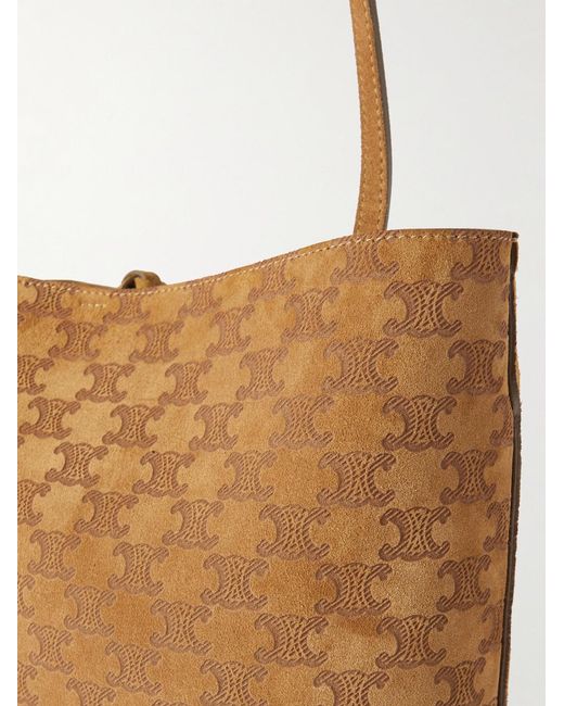 Logo-Debossed Suede Bucket Bag di Céline in Brown da Uomo