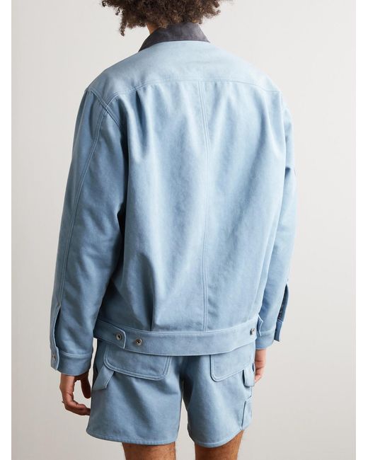 Sacai Blue Corduroy-Trimmed Faux Suede Bomber Jacket for men