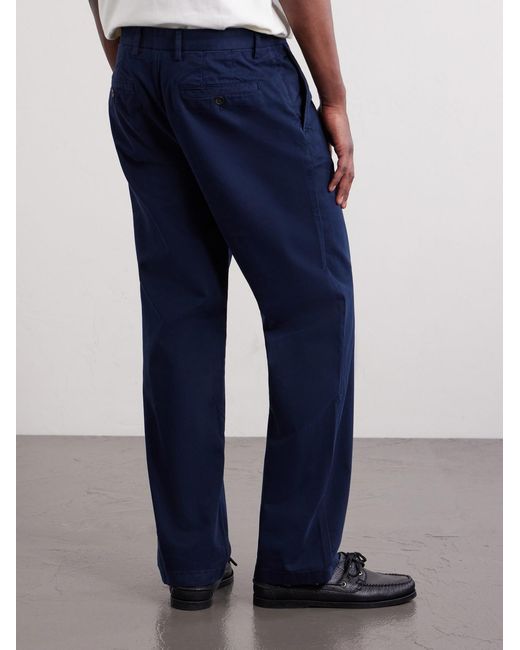 Mr P. Blue Straight-Leg Organic Cotton-Blend Chinos for men