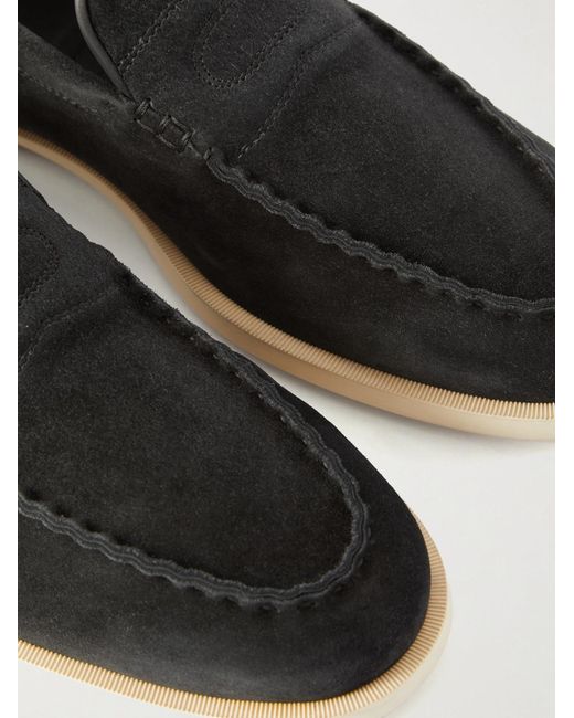 John Lobb Black Pace Suede Loafers for men