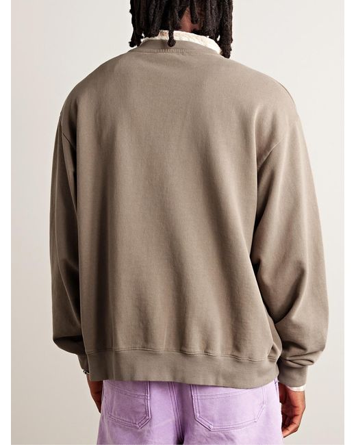 Acne Natural Logo-Flocked Cotton-Jersey Sweatshirt for men