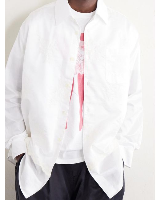 Our Legacy White Vast Layered Embroidered Cotton-poplin Shirt for men