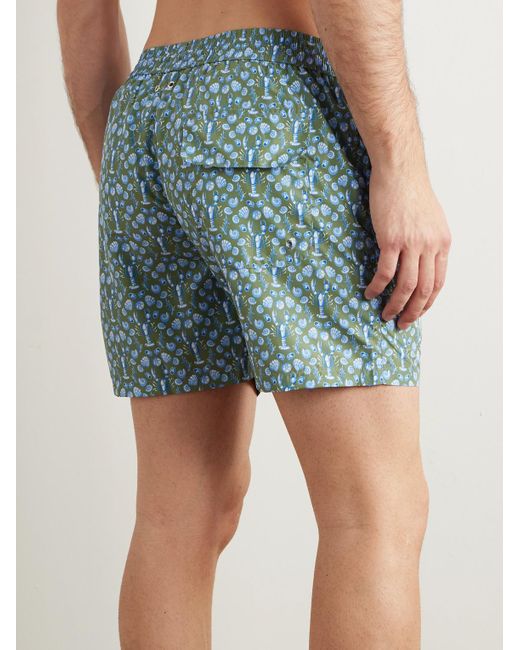 Shorts Da Mare Medi A Gamba Dritta Stampati di Rubinacci in Blue da Uomo