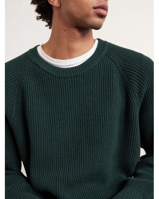 Ribbed Cotton Sweater di Corridor NYC in Green da Uomo