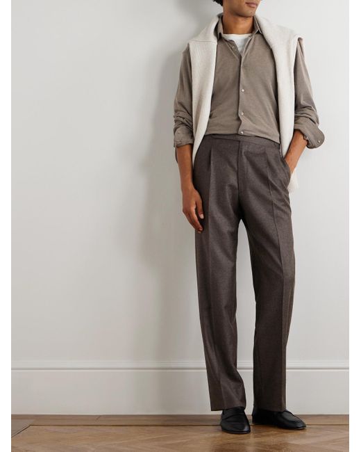 STÒFFA Gray Cotton And Silk-Blend Piqué Shirt for men