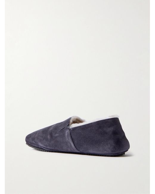 Mr P. Blue Plush-Lined Suede Slippers for men