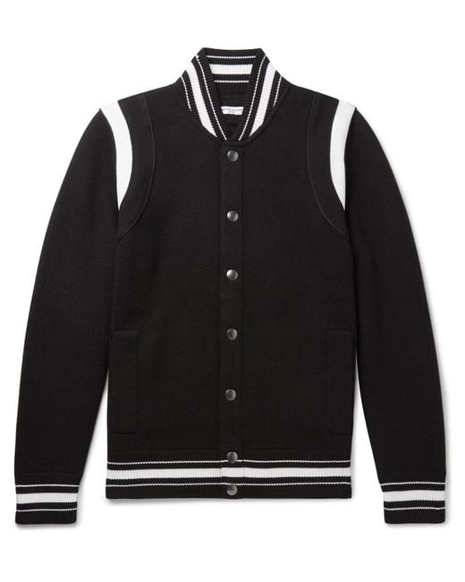 Givenchy Black Knit Wool Varsity Bomber Jacket for men