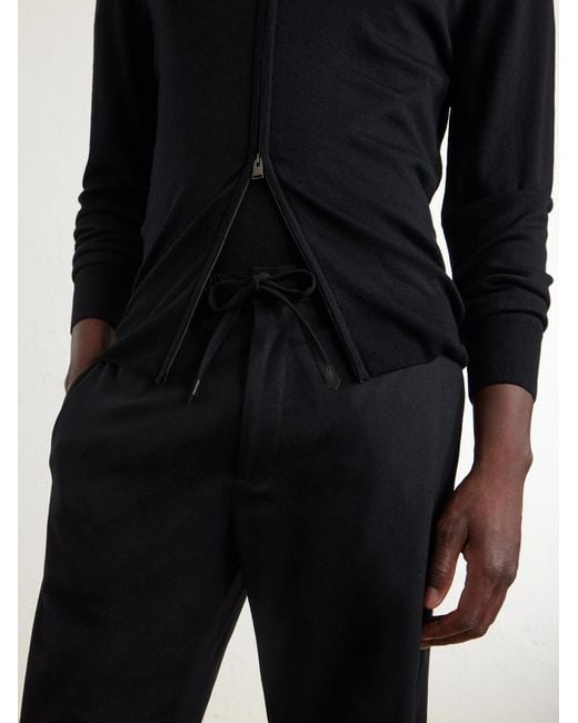 Canali Blue Straight-Leg Wool-Blend Trousers for men