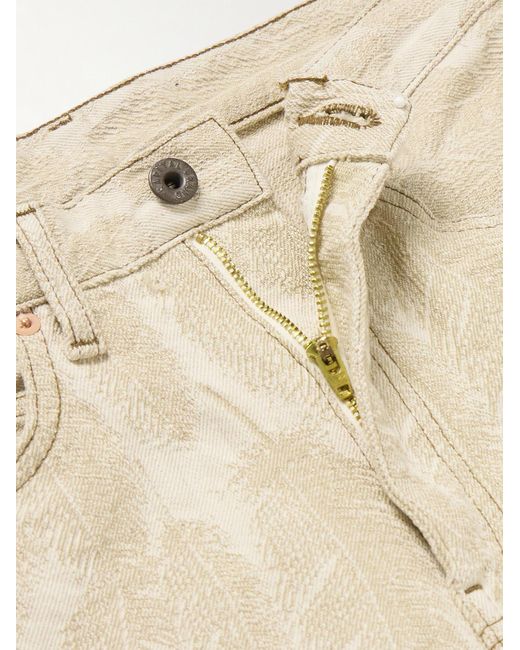 Kapital Magpie schmal geschnittene ausgestellte Jeans mit Jacquard-Muster in Natural für Herren