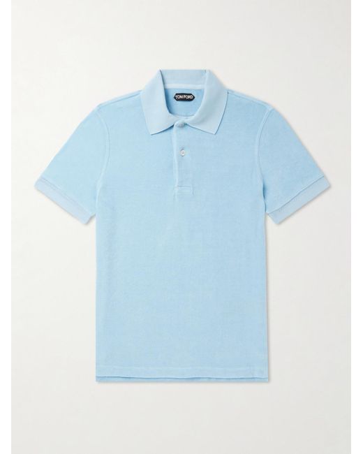 Tom Ford Blue Cotton-blend Terry Polo Shirt for men