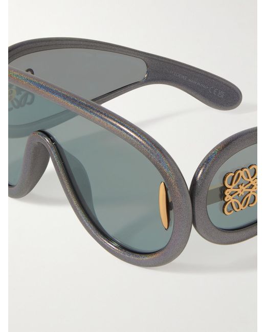 Loewe Gray Paula's Ibiza Wave Mask Oversized D-frame Glittered Acetate Sunglasses for men
