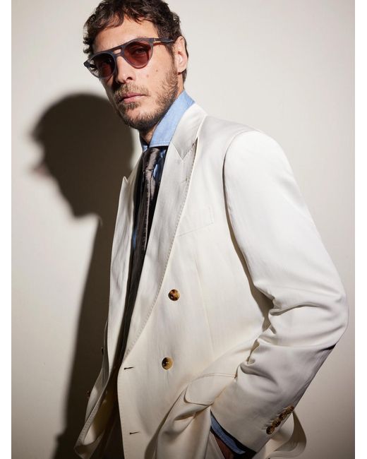 Brunello Cucinelli Natural Round-frame Acetate Sunglasses for men