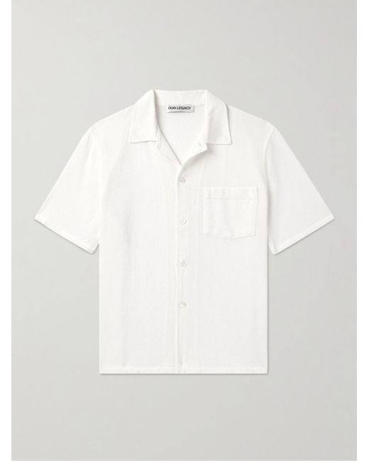Our Legacy White Camp-Collar Cotton Shirt for men