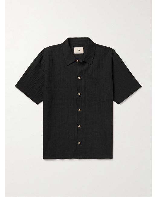 Folk Black Gabe Cotton And Linen-blend Shirt for men