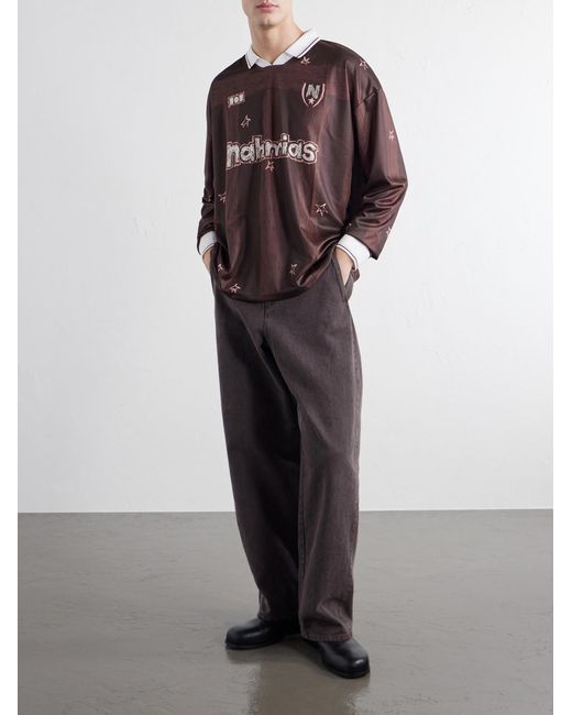 NAHMIAS Brown Scribble Printed Jersey T-shirt for men