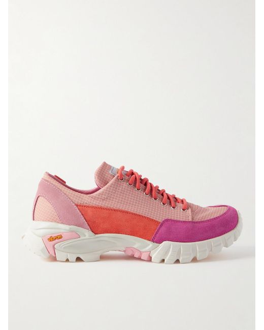 Diemme Pink Possagno Suede-trimmed Mesh Sneakers for men