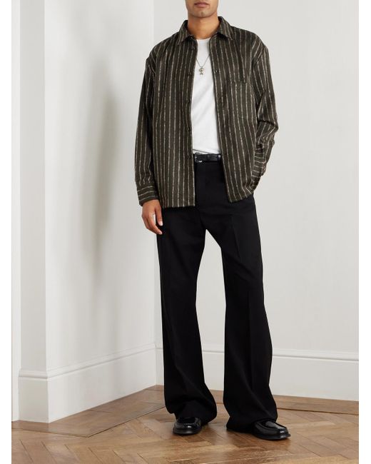 A Kind Of Guise Gray Gusto Striped Virgin Wool-Blend Shirt for men