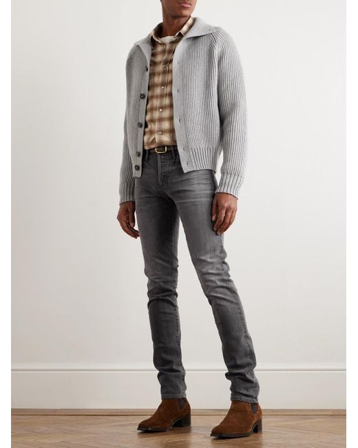 Tom Ford Schmal geschnittene Jeans aus Selvedge Denim in Gray für Herren