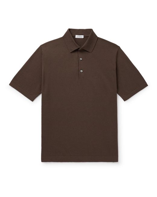 De Petrillo Brown Cotton Polo Shirt for men