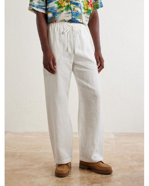 CHERRY LA White Straight-Leg Linen Trousers for men