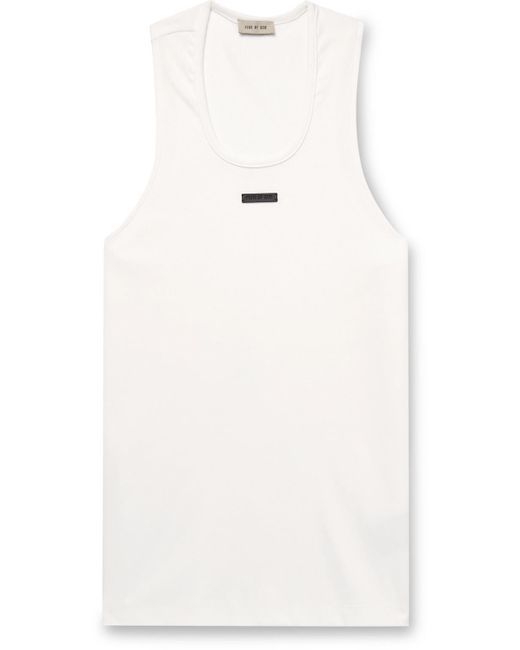 Fear Of God White Logo-appliquéd Ribbed Stretch-cotton Tank Top for men