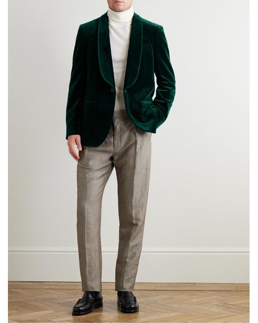 Mr P. Green Slim-Fit Shawl-Collar Cotton-Velvet Tuxedo Jacket for men