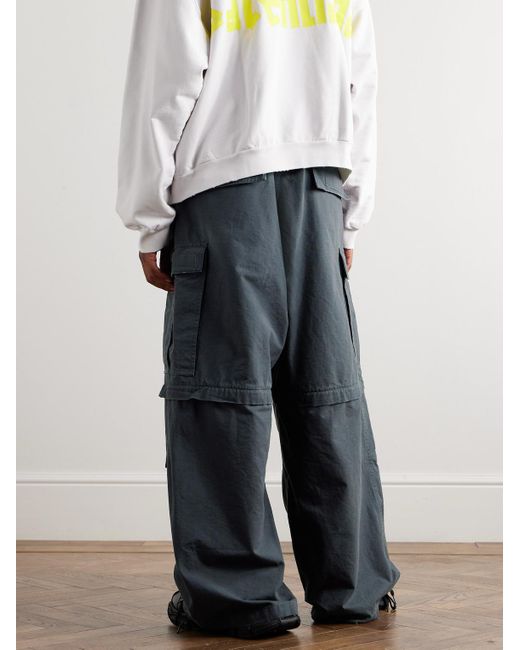 Balenciaga Wide-Leg Distressed Cotton-Ripstop Drawstring