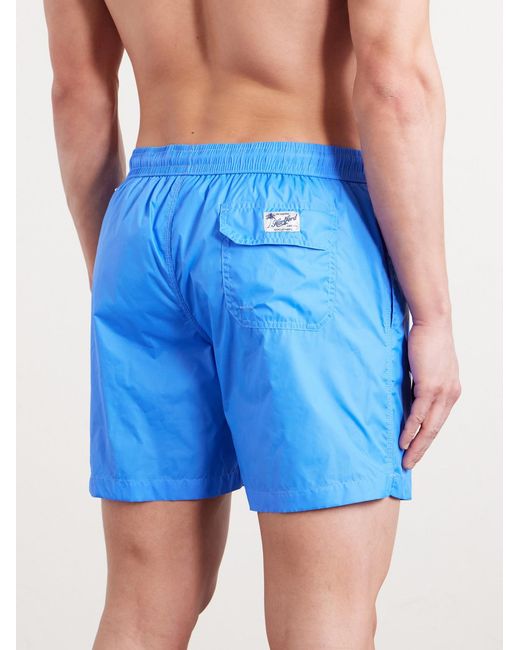 Hartford Blue Straight-Leg Mid-Length Recycled Swim Shorts for men