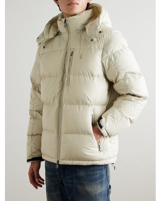 Polo Ralph Lauren Natural Gorham Logo-Embroidered Quilted Recycled-Ripstop Hooded Down Jacket for men