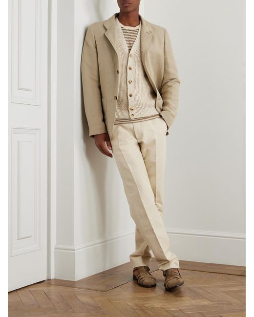 Loro Piana Natural Spagna Unstructured Nehru-Collar Linen And Silk-Blend Twill Jacket for men