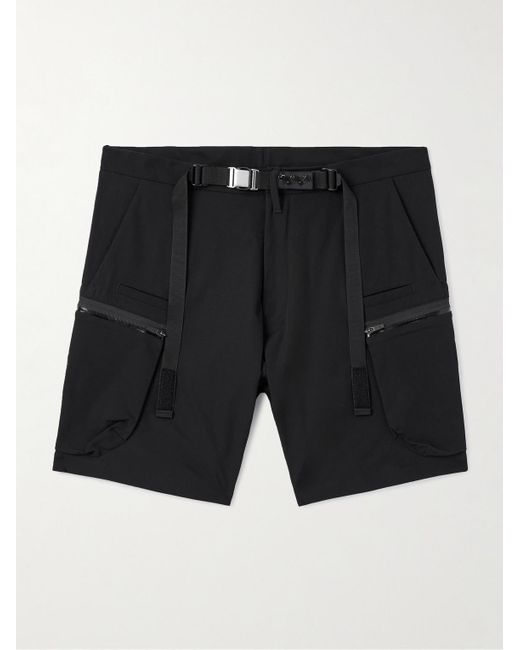 Acronym Black Sp57-ds Belted Spiked Schoeller® 3xdry® Dryskintm Cargo Shorts for men