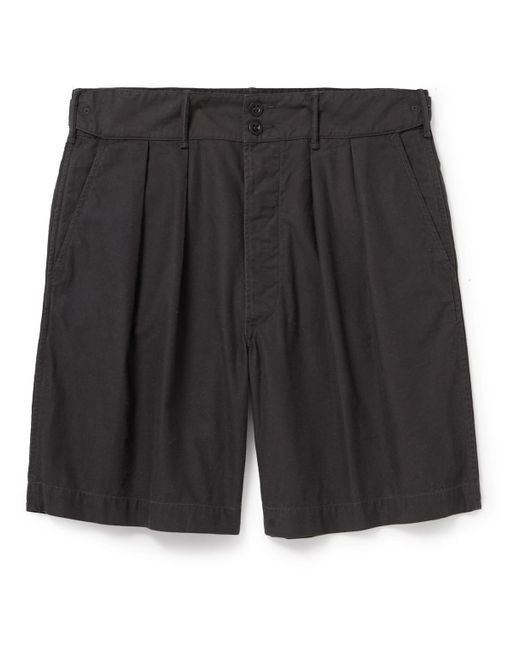 RRL Black Hawkes Wide-leg Pleated Cotton-twill Shorts for men